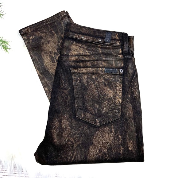 🚫SOLD! •NWOT |•7 FOR ALL MANKIND•| High-Waisted Ankle Snakeskin-Print Skinny - Picture 2 of 11